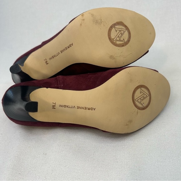 Adrienne Vittadini Grins Bootie 7 Maroon Suede Stiletto Heels - Picture 12 of 13